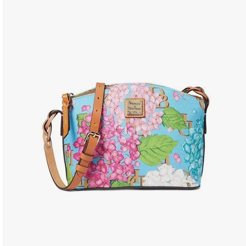 NWT Dooney&Bourke Hydrangea Monogram Penny Vacchetta leather